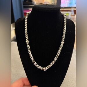 Lauren Ralph Lauren Signed LRL Silver Tone Chunky Wheat Chain 17”Toggle Necklace